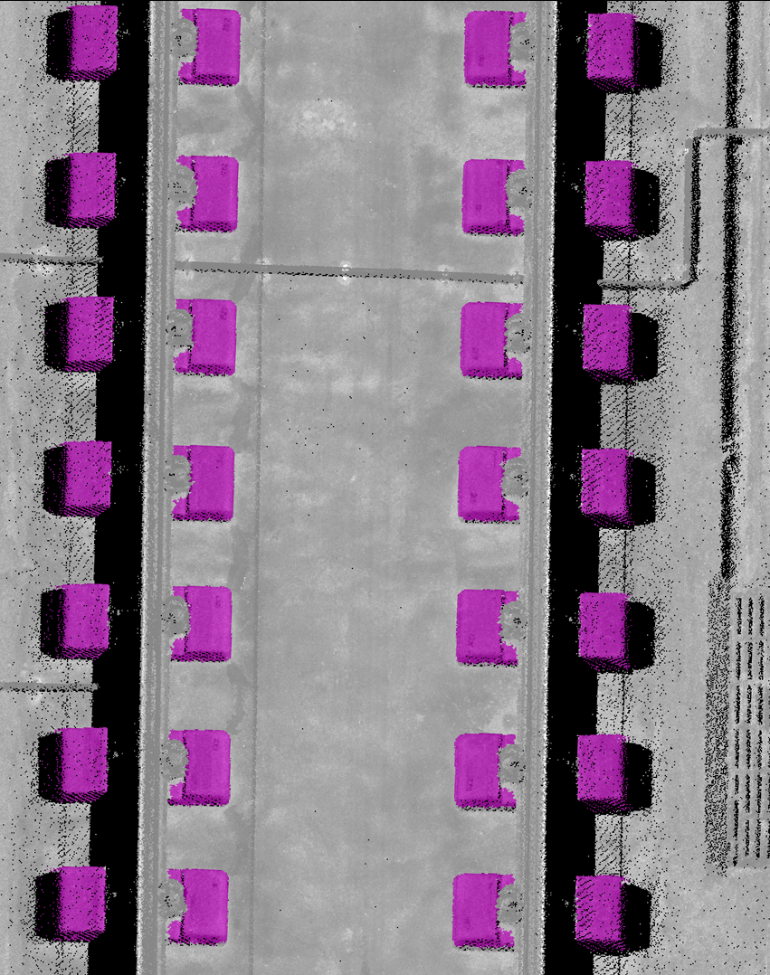 Point cloud of tunnel ground with classified sleepers